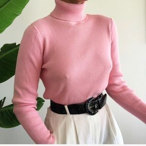 VINTAGE RALPH LAUREN  PINK RIBBED TURTLENECK